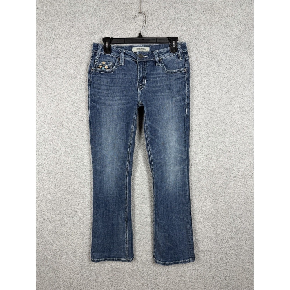 Rock and Roll Cowgirl Jeans Mid Rise Bootcut  Actual‎ Size 28x29 Aztec Pockets